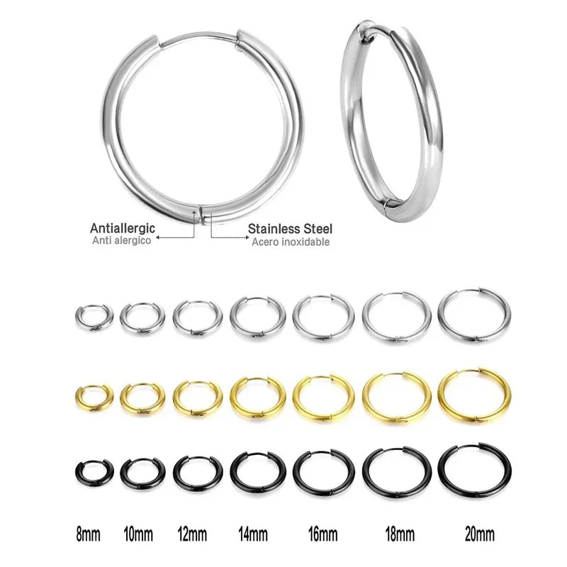 10/20Pcs Minimalist 316L Stainless Steel Small Hoop Earrings For Women Man Classic Round Earrings Fashion Ear Piercing Jewelr