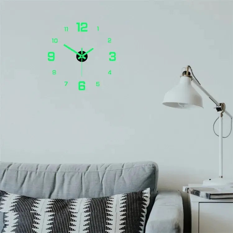 EW Creative Simple Luminous Digital Clock European Style DIY Silent Wall Clock Study Living Room Punch-Free Wall Sticker Cloc