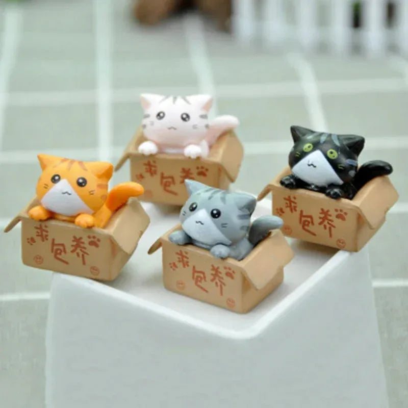 Kawaii Mini Cat Ornament Garden Kitten Statue Gift for Children Baby Room Decoration Toy Figurines
