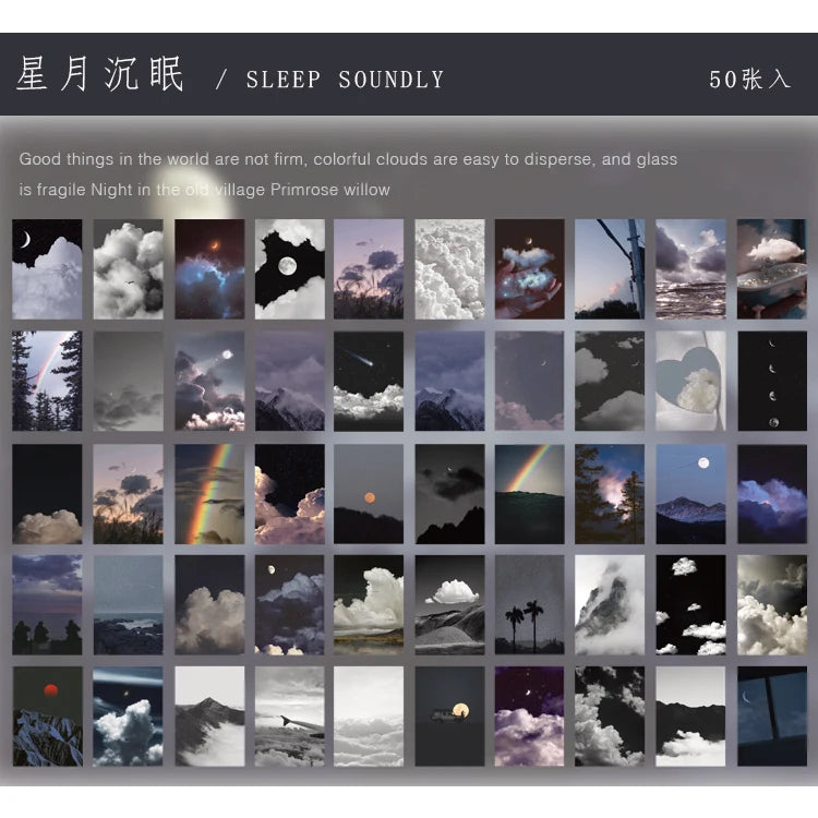 Yoofun 50 Sheets Natural Scenery&Art Paintings Stationery Stickers Book Aesthetic Landscape Cute Scrapbooking Planner Journal