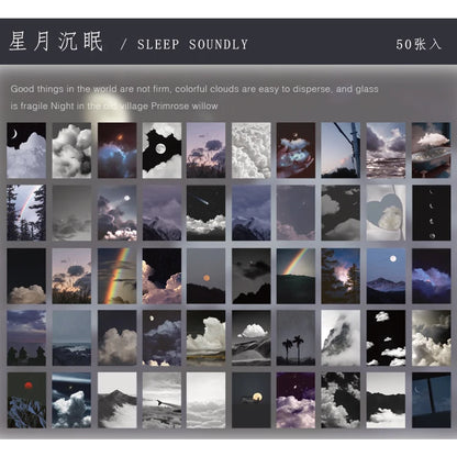 Yoofun 50 Sheets Natural Scenery&Art Paintings Stationery Stickers Book Aesthetic Landscape Cute Scrapbooking Planner Journal