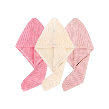 Solid Color Hair Towel Textured Dry Hair Cap 9.8' X 25.5' Absorbent Hair Towel Wrap for Button-Down Women - Pink Beige Lotus