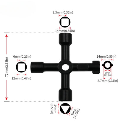4 In 1 Multifunction Electrician Plumber Utility Cross Switch Wrench Universal Square Triangle Key for Gas Train Bleed Radiat