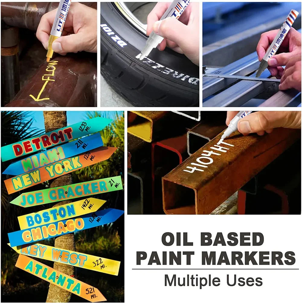 3mm 10p Colorful 8 Colors Permanent Paint Marker Waterproof White Markers tire tread rubber fabric Paint metal Paint Marker P
