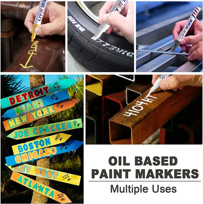3mm 10p Colorful 8 Colors Permanent Paint Marker Waterproof White Markers tire tread rubber fabric Paint metal Paint Marker P
