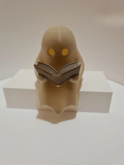 Halloween Party Decoration Favors Cute Little Ghost Sitting on A Shelf Reading A Book with Flickering Ornament Gift Spooky Id