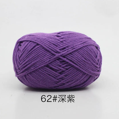 40-50g/Set 4ply Milk Cotton(80%) Knitting Yarn Needlework Dyed Lanas For Crochet Craft Sweater Hat Dolls At Low Price - 62
