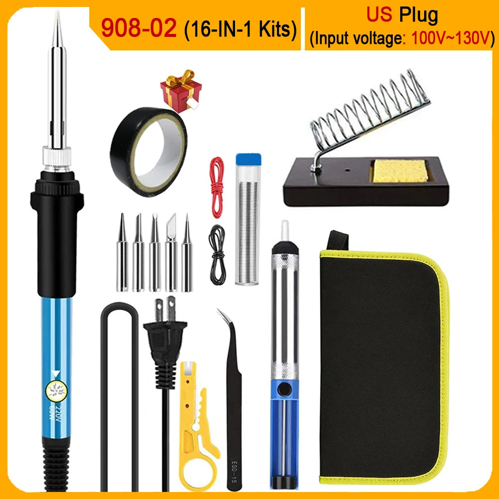 2026 Electric Soldering Iron Kits (SKU:10-IN-1)(16-IN-1)(20-IN-1) 60W Adjustable Temperature Replaceable Soldering Iron Weldi