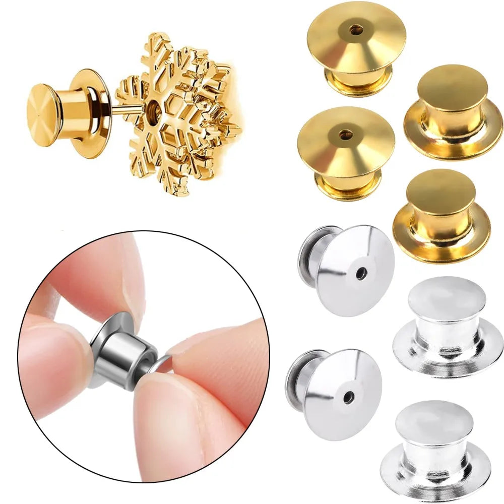 10-20Pcs/Lot Metal Locking Pin Back Locking Pin Keeper Clasp For DIY Backing Brooch Lapel Pin Badge Tie Jewelry Accessories