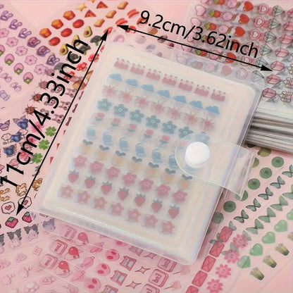 2400pcs Mini Cute Sticker Set+ Storage Book| Various Exquisite Patterns, Suitable for Journal DIY and Scrapbook Making