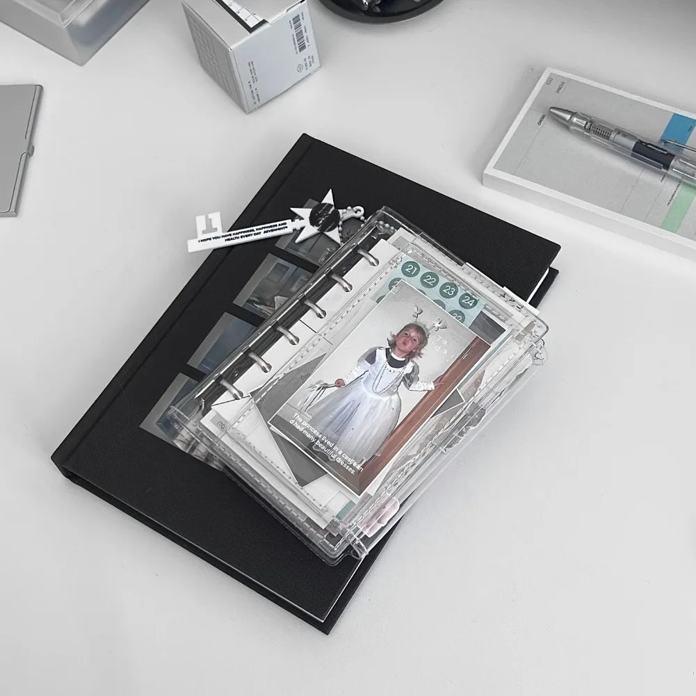 A7 3-Fold Notebook Transparent Budget Planner Replaceable Insert Pocket Storage Compact Travel Journal Daily Notes Sketchbook