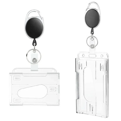 Transparent Cards Slots ID Tag Badge Holder with Badge Reel Cards Storage Organizer Employee Pass Work Card Case Sleeve