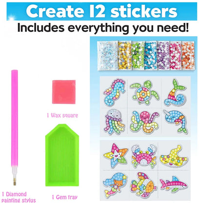 12 Create Big Gem Diamond Painting Sticker Kit Art Craft Girls Boys Unicorn Animal Sealife Magical Mosaic Dot Sticky Toys Gif