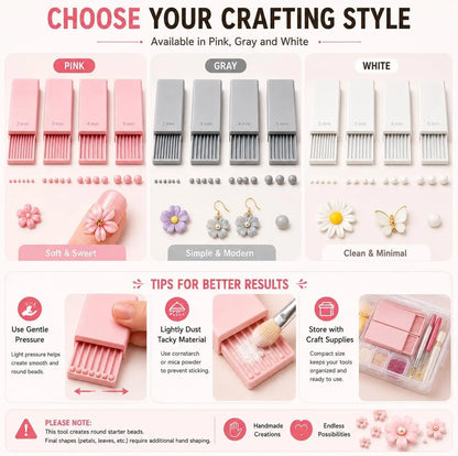 4PCS 3D Print Clay Gel Ball Maker Tool, Nail Art Bead Roller for 3D Gel Flowers | Polymer Clay Roller 2mm 3mm 4mm 5mm