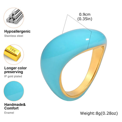 Chunky Open Twist Stackable Rings for Women, Blue Geometric Bold Enamel Crossover Statement Ring Band Waterproof - RC-726G07-