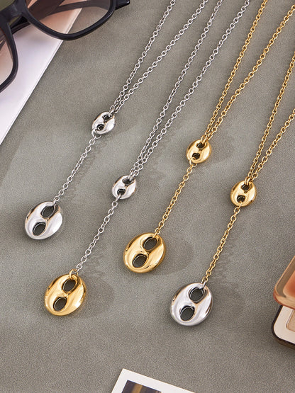 4 Models Dainty Lariat Y Necklace In Stainless Steel 18k Gold Plated Chain Tassel Necklaces Two Tone Pendant Necklace For Wom