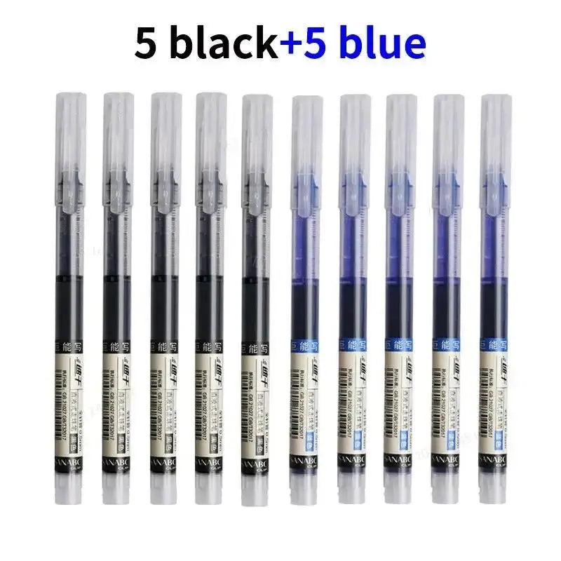 10pcs Gel Pens 0.5mm Needle Type Gel Ink Pens Straight Liquid Ballpoint Pen Colors Stationery School Office Writing Stationer