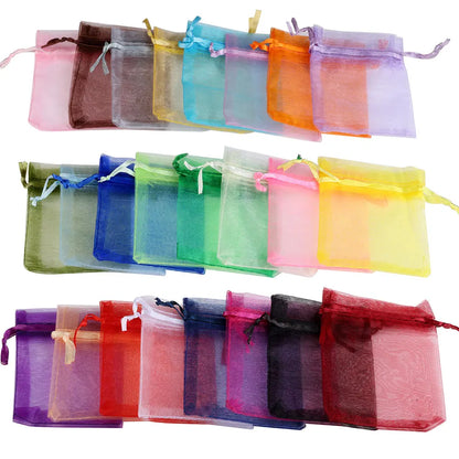 50/100pcs Colorful Organza Gift Bag 5x7 7x9 9x12 10x15 13x18cm Party Wedding Favors Candy Jewelry Packaging Drawstring pouche