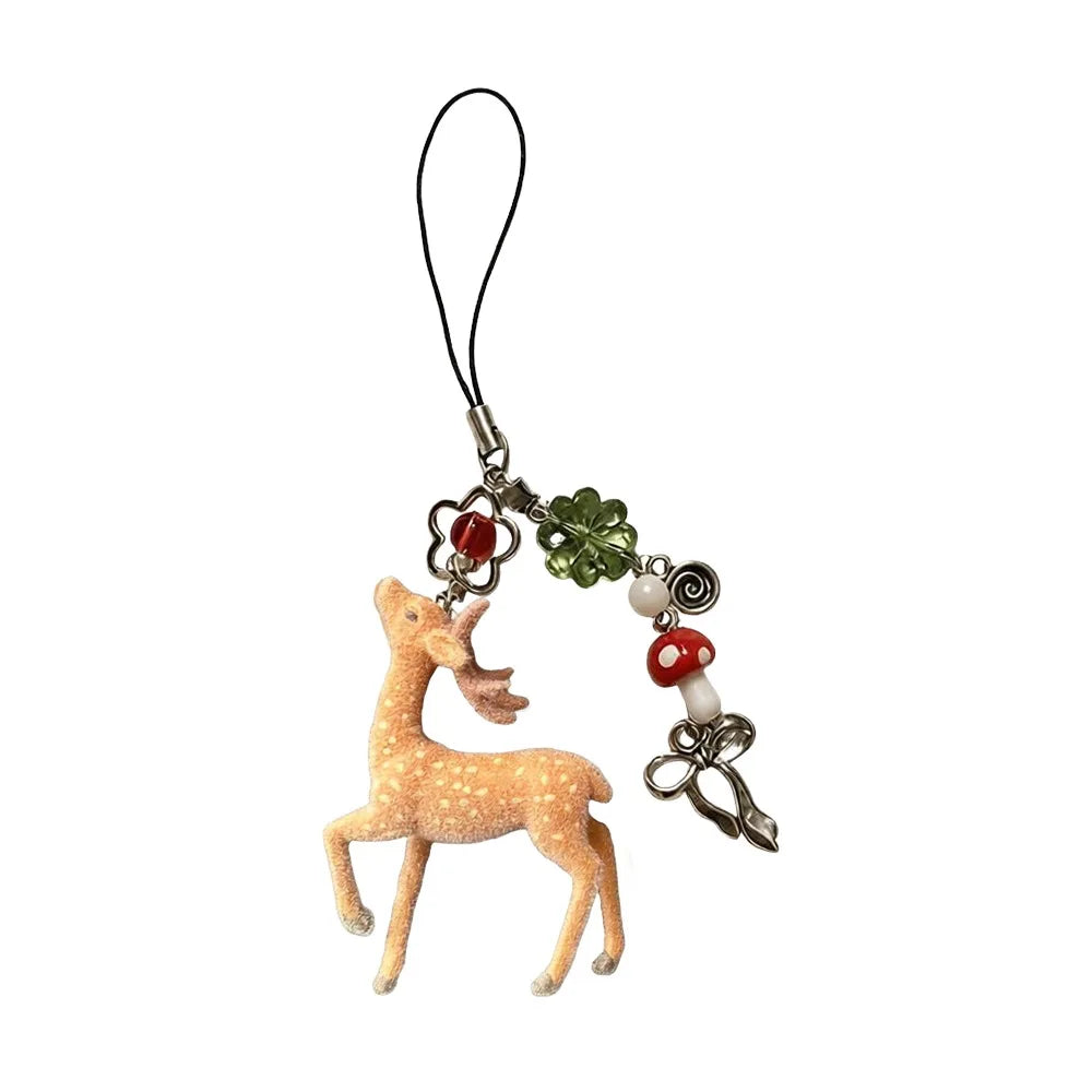 Cute Portable Deer Keychain 11.5cm Length Korean Style DIY Bead Case Handmade Bag Pendant - Style E