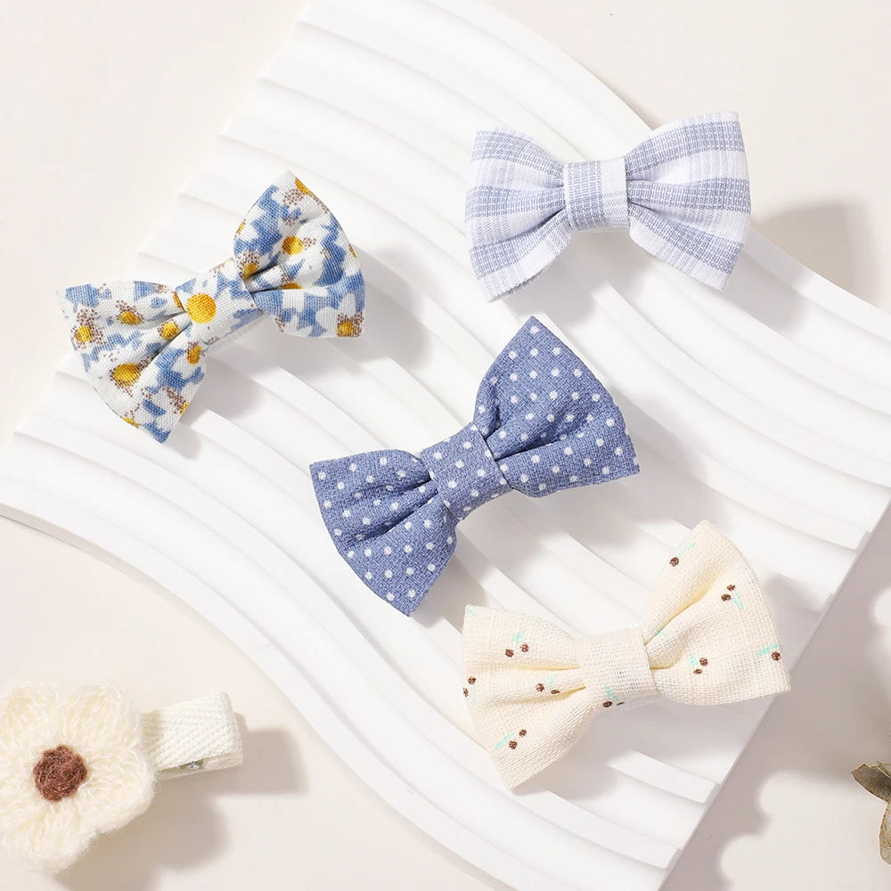 BABY BOWS 20Pcs/set Handmade Fabric Printed Barrette Boutique Mini Boutique Bangs Bow Hair Clip Ins Daisy Hairgripes