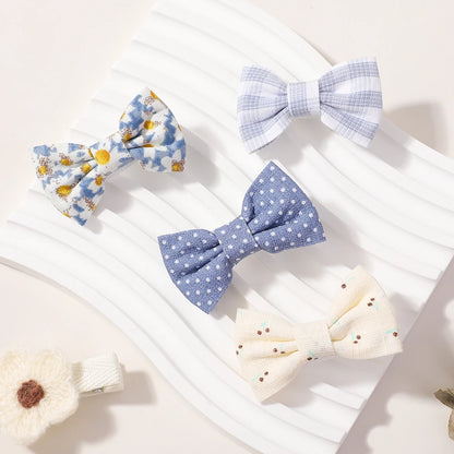 BABY BOWS 20Pcs/set Handmade Fabric Printed Barrette Boutique Mini Boutique Bangs Bow Hair Clip Ins Daisy Hairgripes