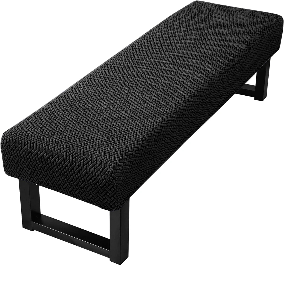 Stretch Jacquard Dining Bench Cover Living Room Anti-Dust Removable Bench Slipcover Washable Bench Seat Protector - Black