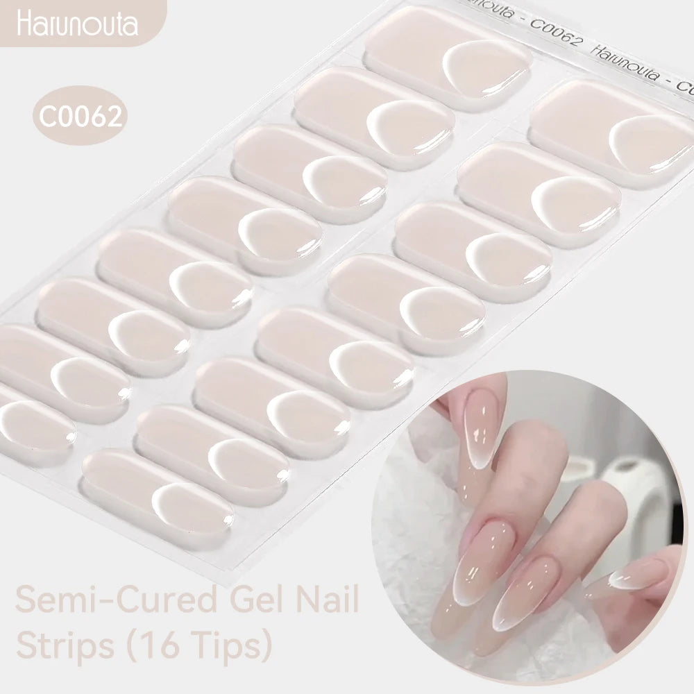 Gradient Auroras Semi Cured Gel Nail Strips Sparkly Shinning DIY Gel Polish Stickers for Nails Works with UV/LED Nail Lamps -