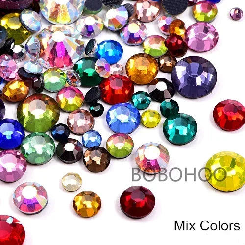 Bobohoo DMC SS6-SS30 Crystal Stones HotFix Rhinestone Glitter Crystal Strass Iron On Rhinestones For Garment Clothing Dress -
