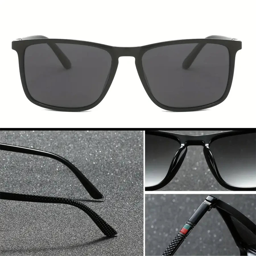 Classic Square Men's Sunglasses Comfortable Lightweight Black Frame Glasses Ideal for Travel Photography Gifts