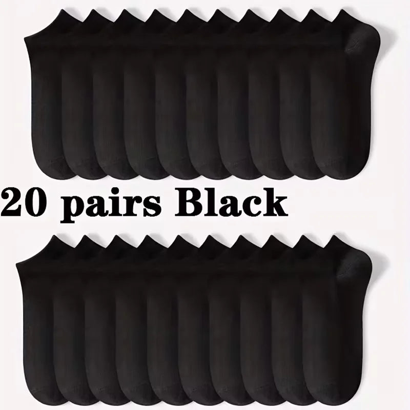 5/10-Pack Unisex Comfort-Fit Ankle Socks For All, Breathable & Lightweight - Ideal For Sports & Daily Wear - 20pairs Black