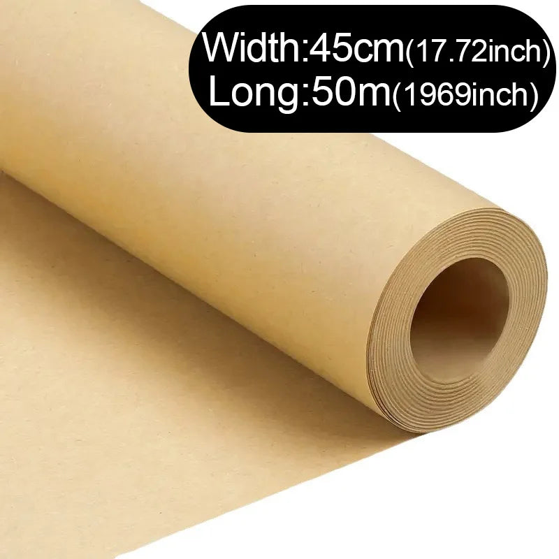 10/50M Brown Kraft Paper Eco-Friendly Packaging Paper, Degradable for Gift Wrapping Moving Packing Brown Paper Roll for Paint