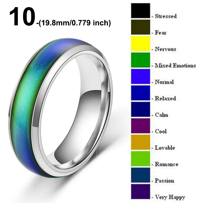 1pc Stainless Steel Mood Ring Changing Color Rings Emotion Feeling Temperature Ring For Women Men Couples Rings Fashion Jewel