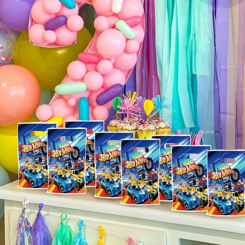Party Favor Gift Bags - 20Pcs Plastic Candy Bags for Themed Birthday Party Supplies Hot Wheel Party