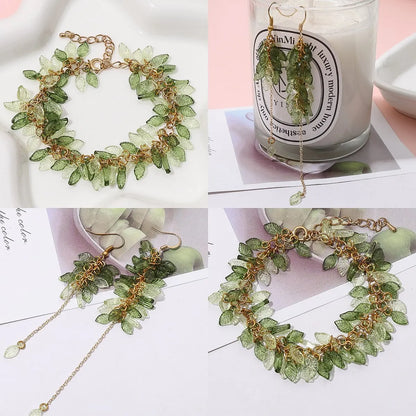 100pcs Acrylic Mini Small Tree Leaf Hand Beaded DIY Handmade Necklace Earrings Loose Bead Separated Bead Jewelry Accessory Ma