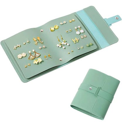 1PC PU Leather Ear Stud Storage Bag Multi-layer Jewelry Finishing Storage Organizer Book Type Storage Bag For Earrings Rings 