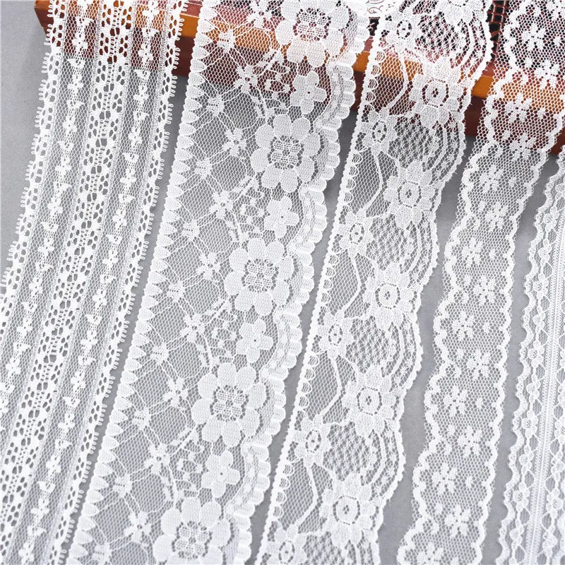 Best Selling 10yards 38kinds Color White Lace Ribbon Woven Band French African Lace Wedding Fabric DIY Clothing/gift Wrapping