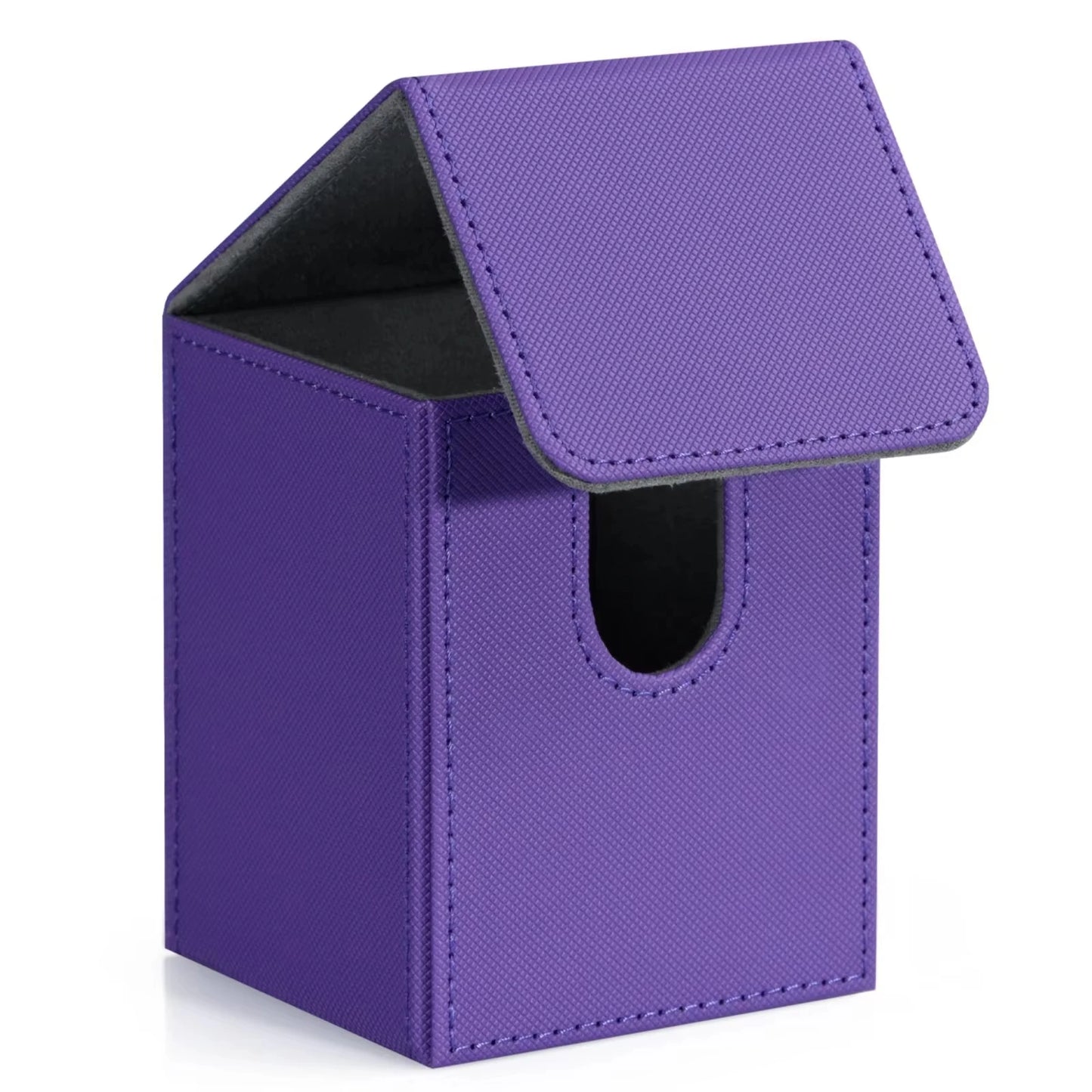 Card Deck Box,Card Storage Box holds 100+ Single Sleeved Cards, PU Leather Magnetic Closure for Magic cards TCG cards - Purpl