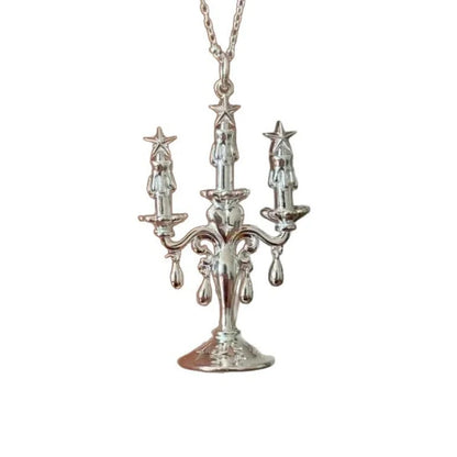 2025 Vintage Silver Color Candle Holder Metal Pendant Necklace for Women Girls Sweater Chain Party Fashion Jewelry Gift