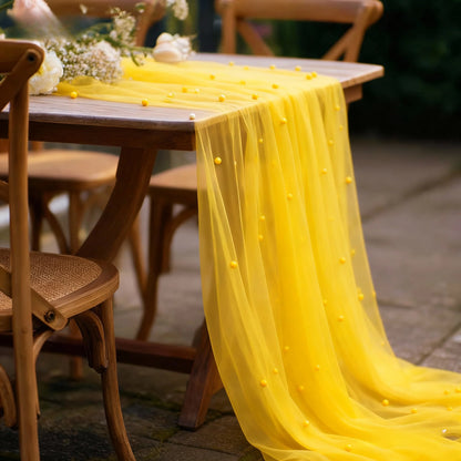 An elegant 6.56-foot six-color pearl table runner, perfect for wedding parties and events, and an ideal Christmas decoration.