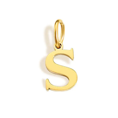 26 Letter Alphabet Initial 10mm Charm Pendant Jewelry Gold Stainless Steel Simple PVD Plated DIY Necklace Bracelet Jewelry