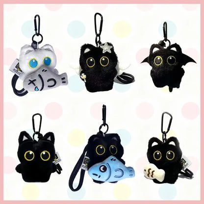 Cute Plush Black Cat Doll Toy Keychain Bag Pendant Charms Car Keyring Accessories For Women Couples Gift