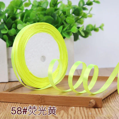 New (25 Yards/lot) 1/4''6mm Single Face Silk Satin Ribbon Wedding Decorative Ribbons Christmas Gift Wrap DIY Handmade Materia