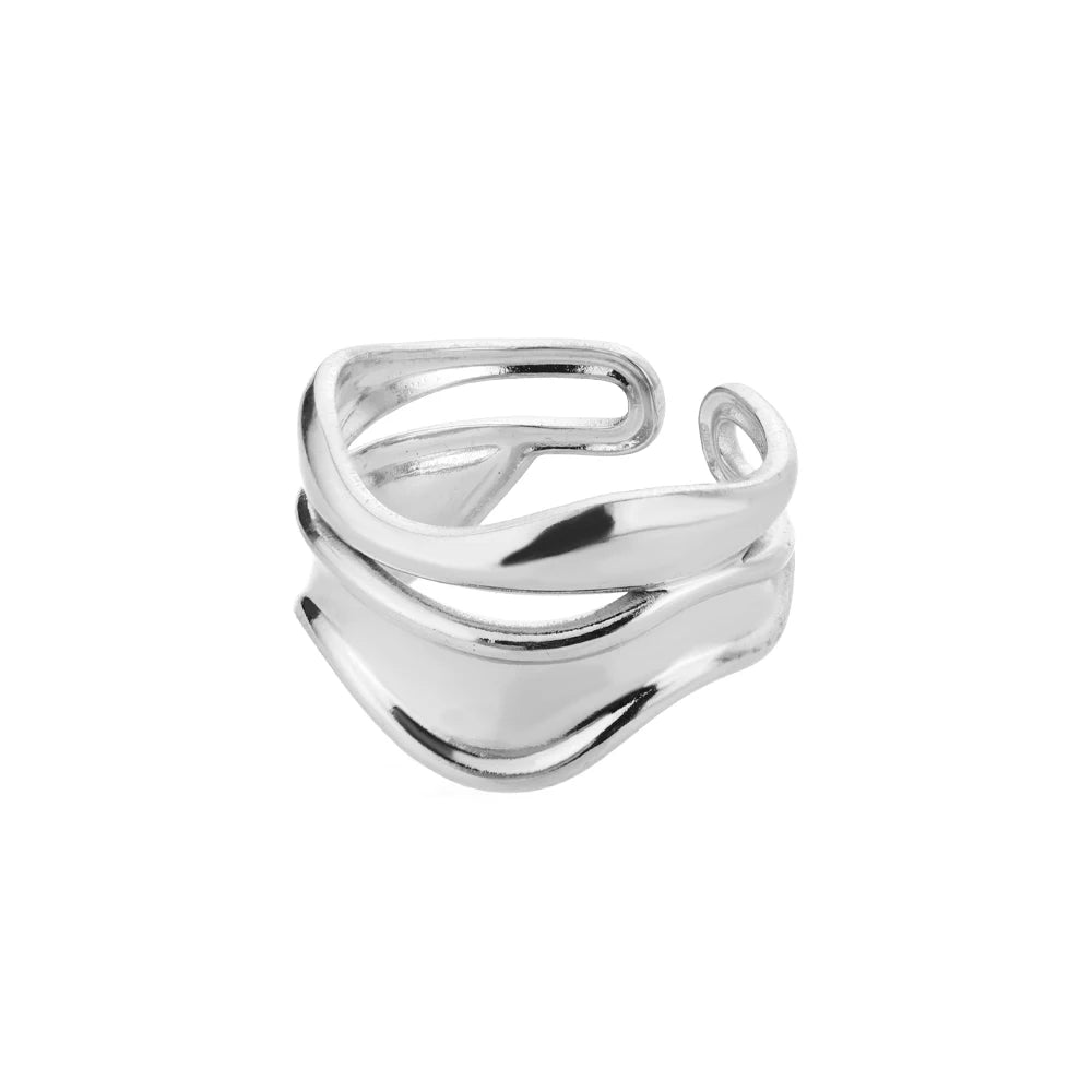 Stainless Steel Rings for Women Waterproof Open Gold Color Ring Wedding Couple Band Jewelry Gifts Items anillos - JZ2238P