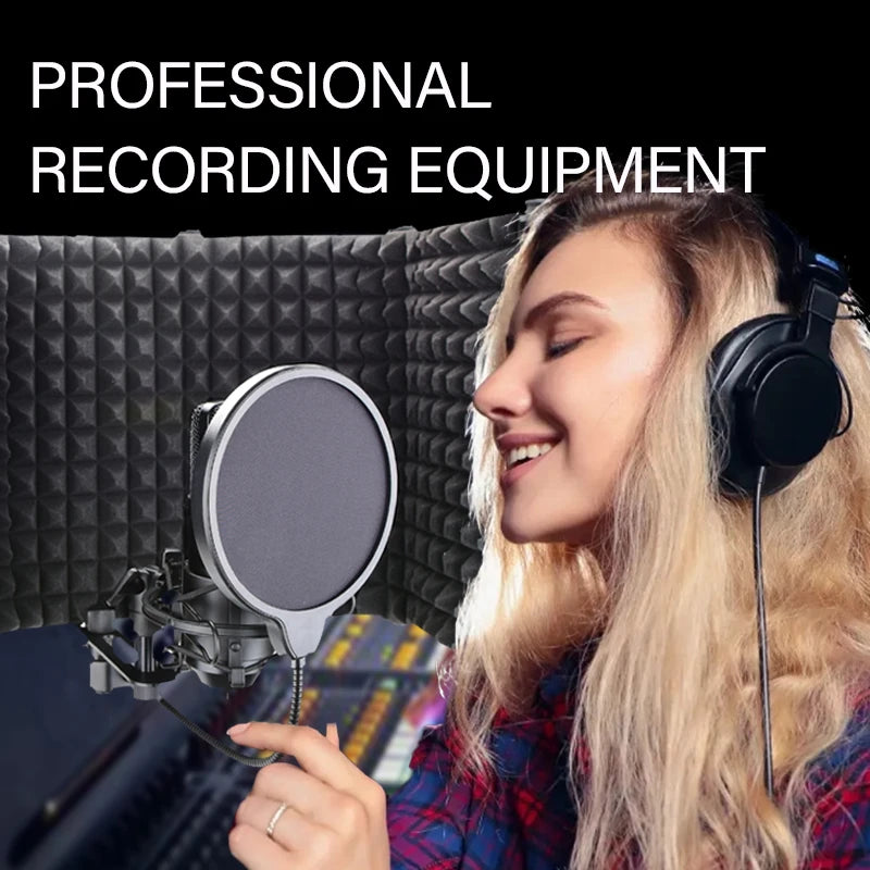 3/5, panel recording spray screen, noise-reducing and sound-absorbing microphone, high-density absorption foam for filtering 