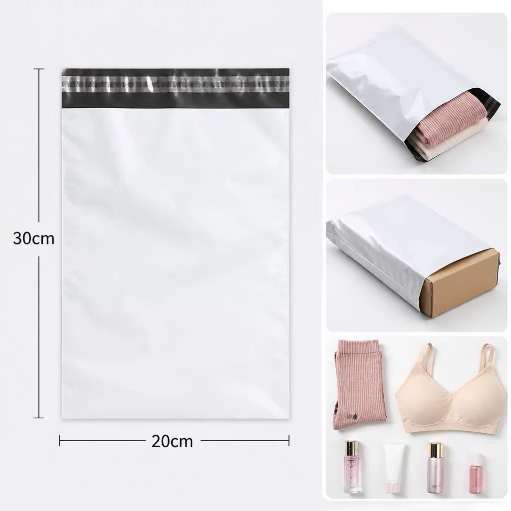 50Pcs White Courier Mailer Bags Packaging Poly Package Plastic Self-Adhesive Mailing Express Bag Envelope Postal Pouch Mailin