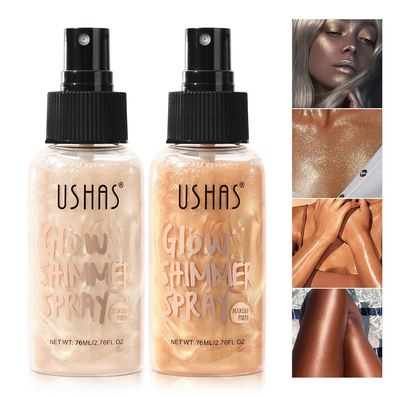 USHAS 4 Color Body Liquid Highlighter Facial Contour Brightening Makeup Long Lasting Sequin Illuminating Moisturizing Highlig