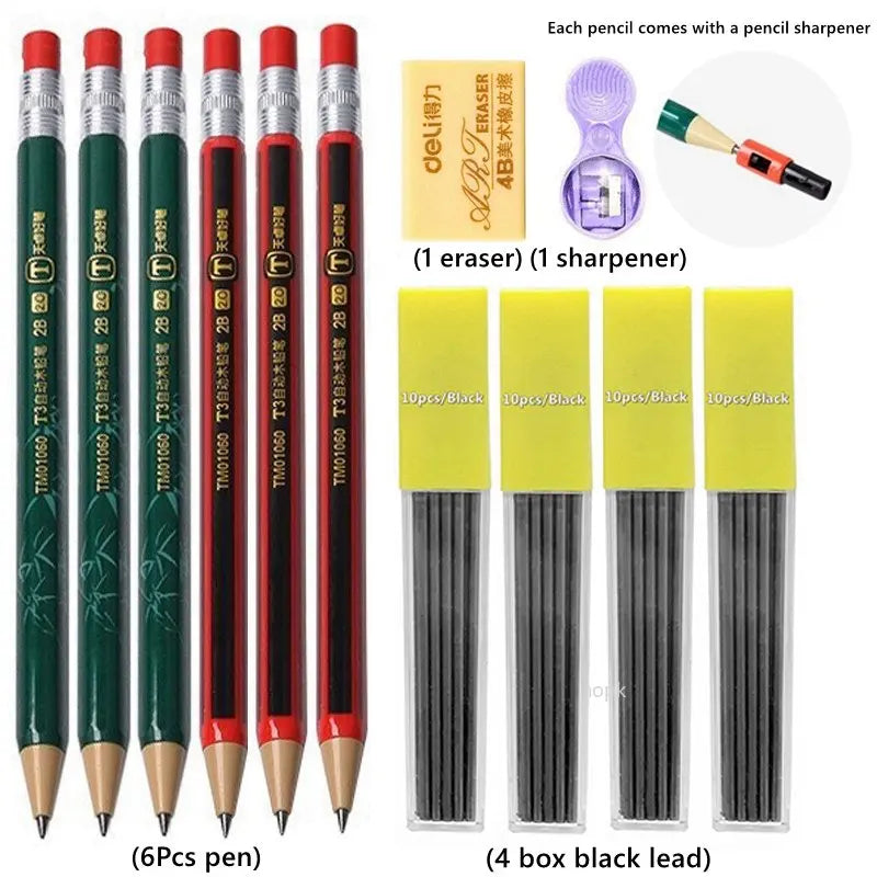 2.0 mm Mechanical Pencils Set 2B Automatic Student Pencils with Sharpener Color Pencil Leads School Pens Kawaii Cute Statione