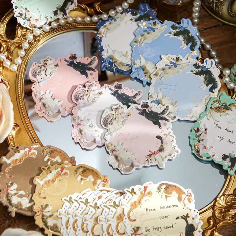 Embossed hot stamping sticky notes, Uus ring series, Korean cat themed irregular sticky notes