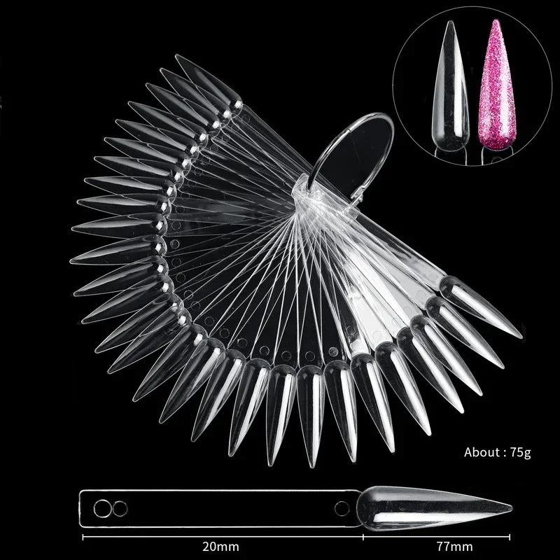 50 Tips Clear Nail Swatches Color Card Display Chart Gel Polish Template Nail Art Sample Stand Acrylic Palette for Nail Salon