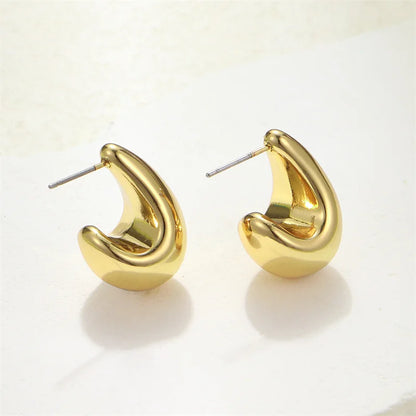 Vintage Chunky Dome Drop Earrings For Women Gold Plated Stainless Steel Thick Teardrop Earring Statement Wedding Jewelry Gift